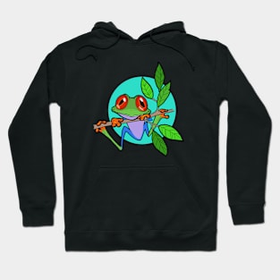 Tree Frog On Branch With Aqua Sphere Original Art Hoodie